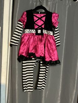 Girls Halloween Costume Pink Black Striped toddler size 4
