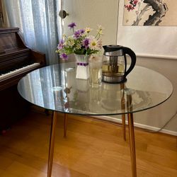 40” Brand New Glass Top Round Table