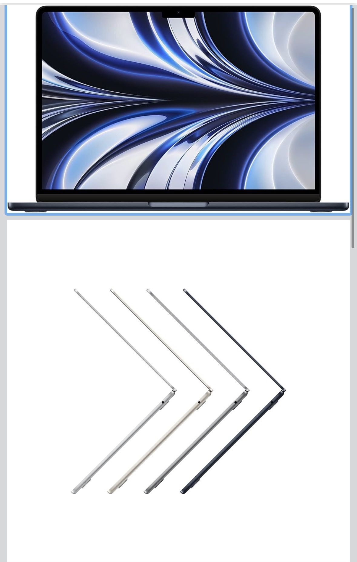 Apple 2022 MacBook Air Laptop with M2 chip: Built for Apple Intelligence, 13.6-inch Liquid Retina Display, 8GB RAM, 256GB SSD Storage, Backlit Keyboar