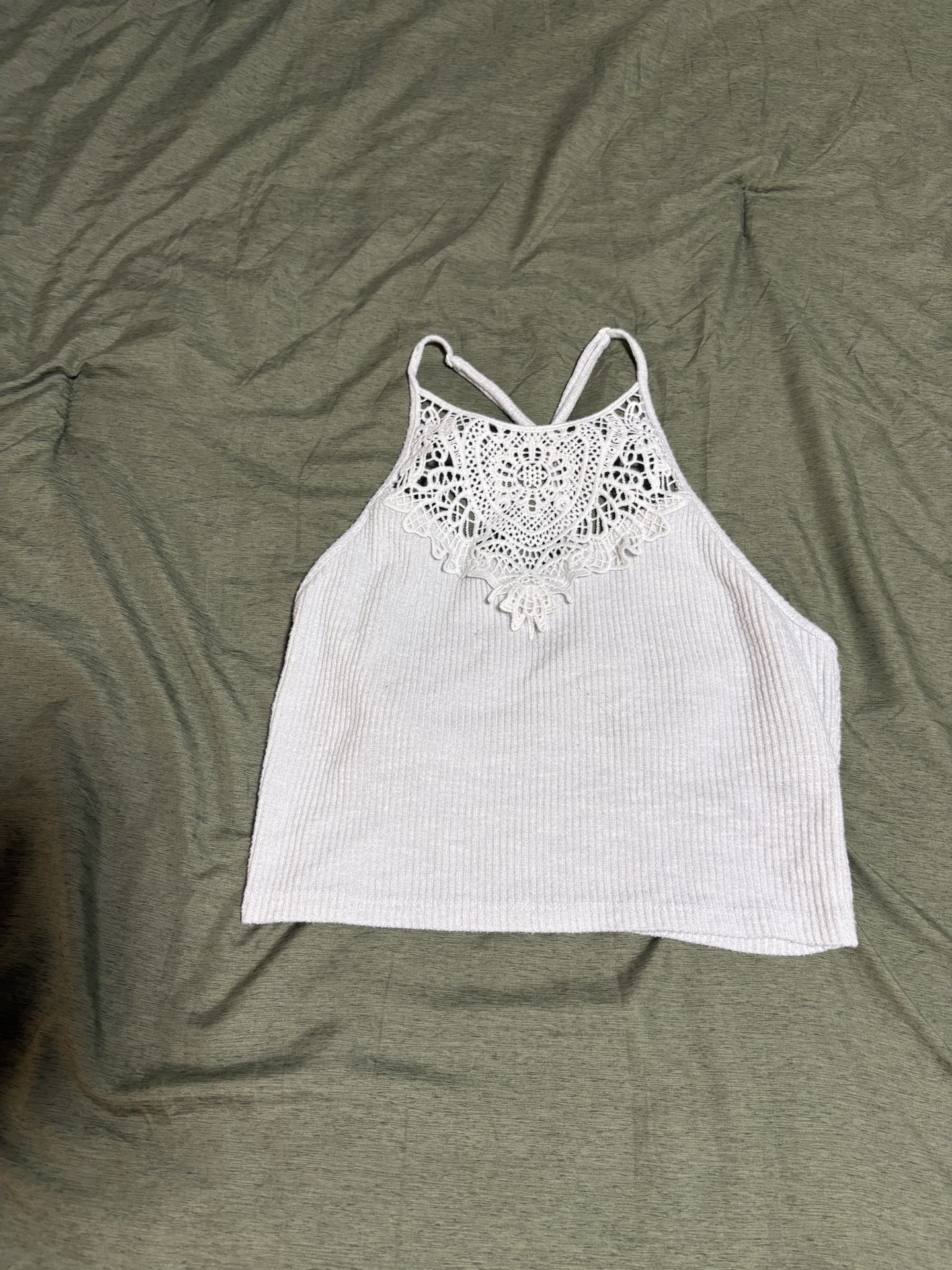 White Halter Crop Top