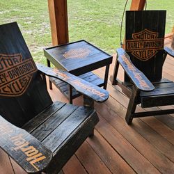 Harley Davidson Adirondack Chairs And Table 