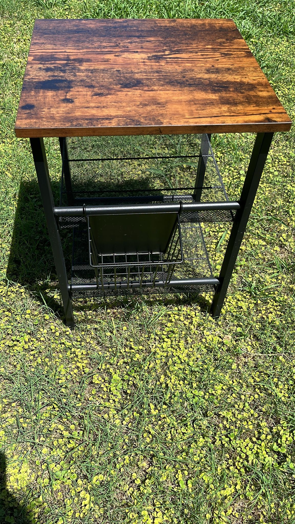 Metal And Wooden Side Table Or Desk Side Table