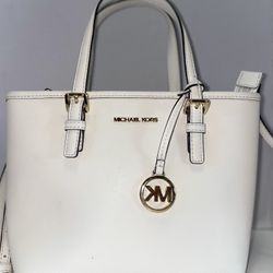 Michael, Kors, Cross BodyWhite, Leather Hand Bag