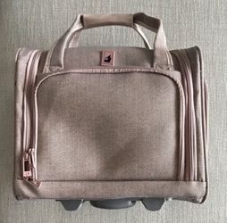 London Fog 16" Carry-On Rolling Bag, Brown Herringbone Polyester