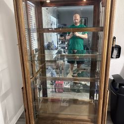 2 Glass Wooden Hutch With Shelves