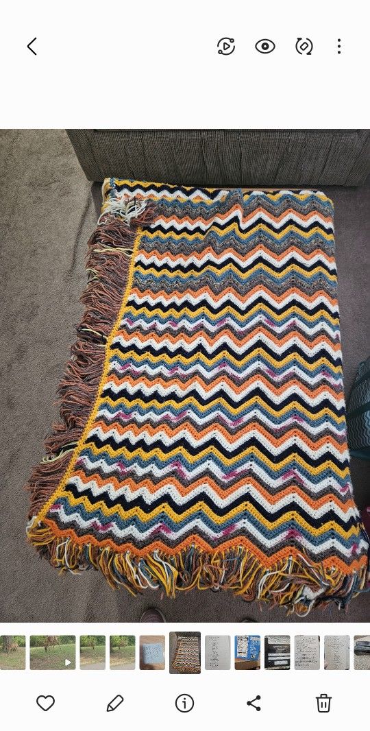 Handmade Wool Queen Size Afghan With Fringe