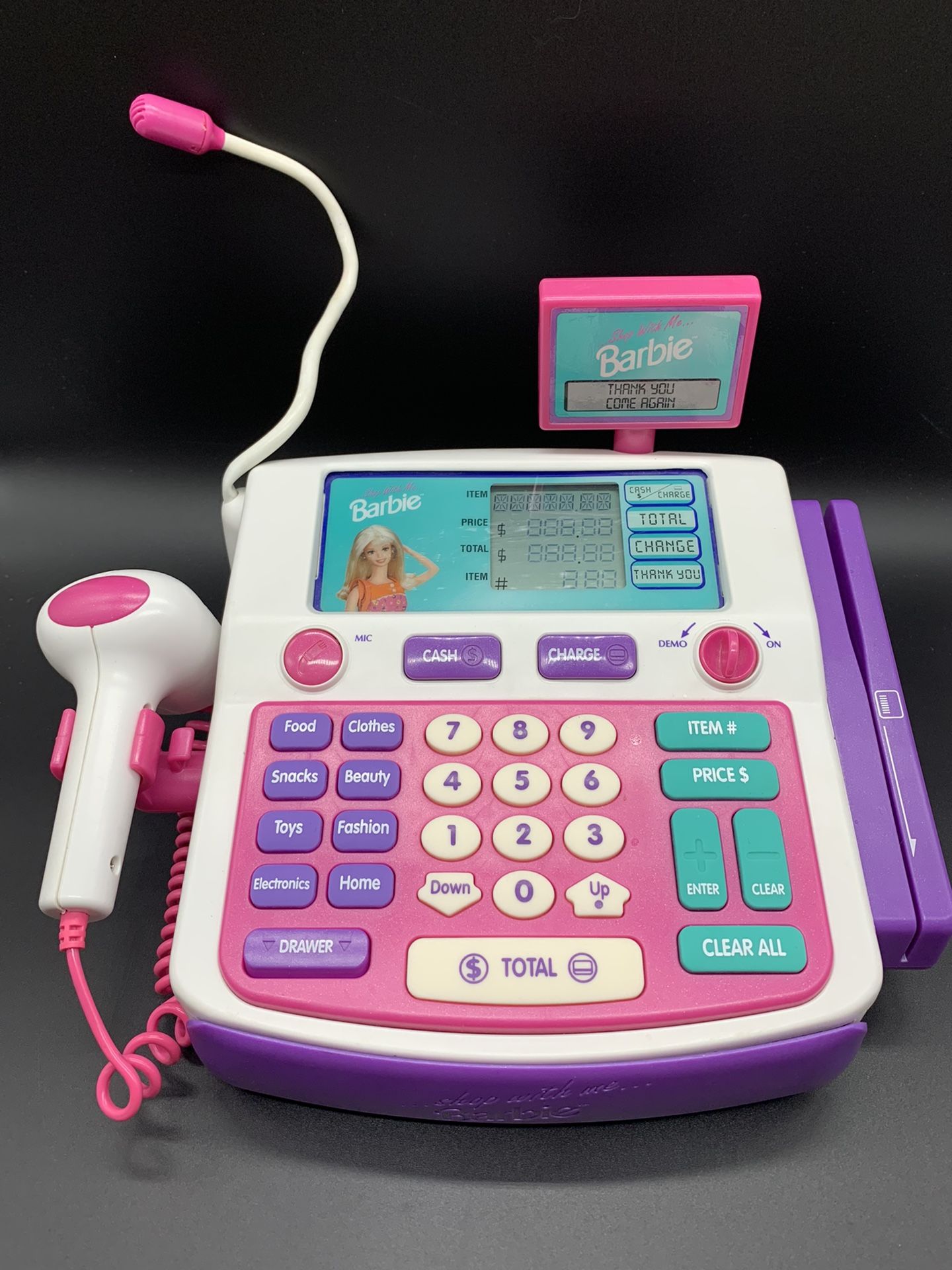 1999 Shop With Me Barbie Talking Electronic Cash Register Mattel BE-190 RARE