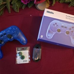 8bitdo Pro 2 Blue Transparent Wireless Bluetooth Controller