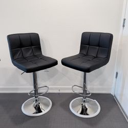 Beautiful Bar Stools, Upholstered Modern Kitchen Barstools with Metal Base and PU Leather