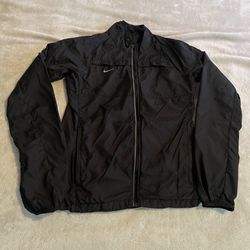 Nike Jacket Women Small Black Windbreaker Full Zip Rain Coat Hiking Lightweight