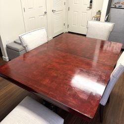 Cherry Wood Dining Set (Seats 4-6) + 4 Nailhead Chairs $400 (OBO) 