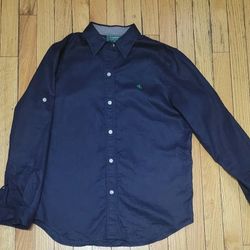 Lauren Ralph Lauren 100% Linen Button-Up Shirt - Navy - Size M