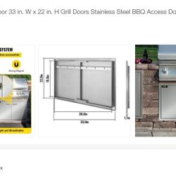 Outdoor Kitchen Door 33 in. W x 22 in. H Grill Doors Stainless Steel BBQ Access Door for Grilling Station

