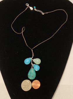 Vintage Nice Turquoise Stone Necklace and Other Stones, Silver, Quality, Jewelry, Accessory, Clothing, Necklace, Charm, Bracelet