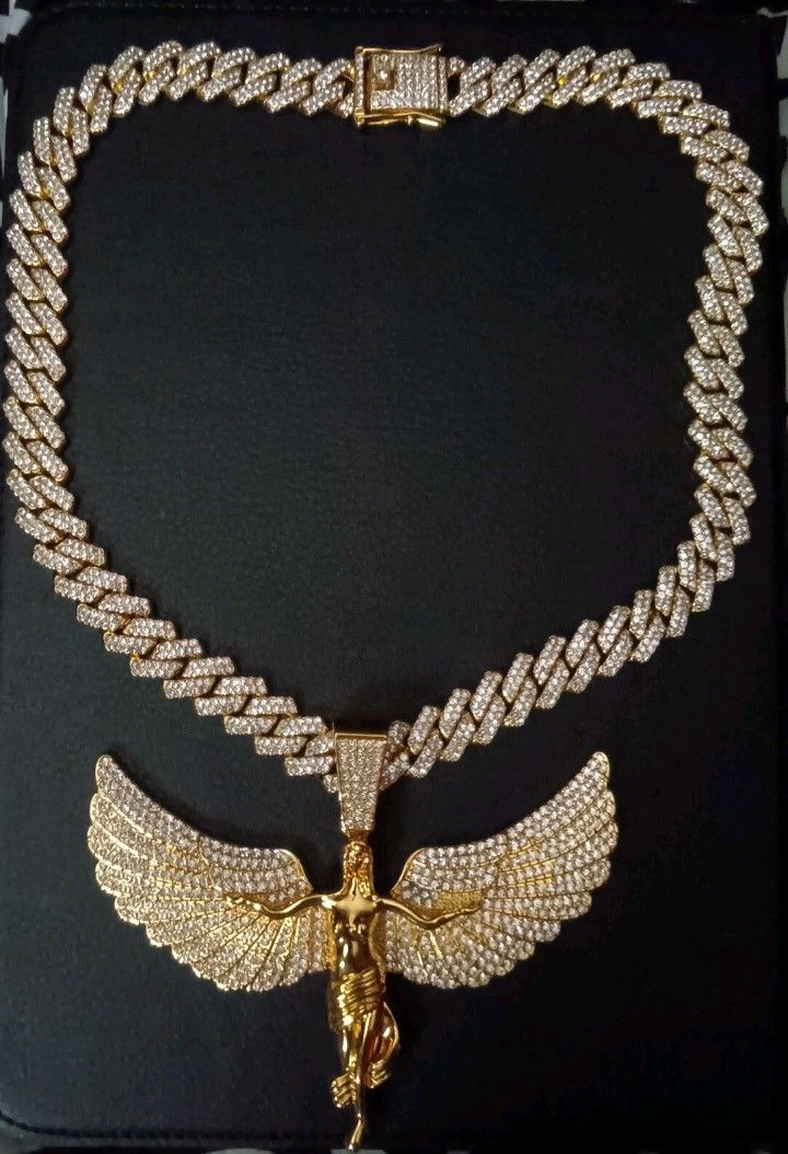 Gold Angel Cuban 20inch Necklace