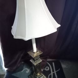 Vintage Stiffel Hollywood Regency Square Base Brass Table Lamps With Shades