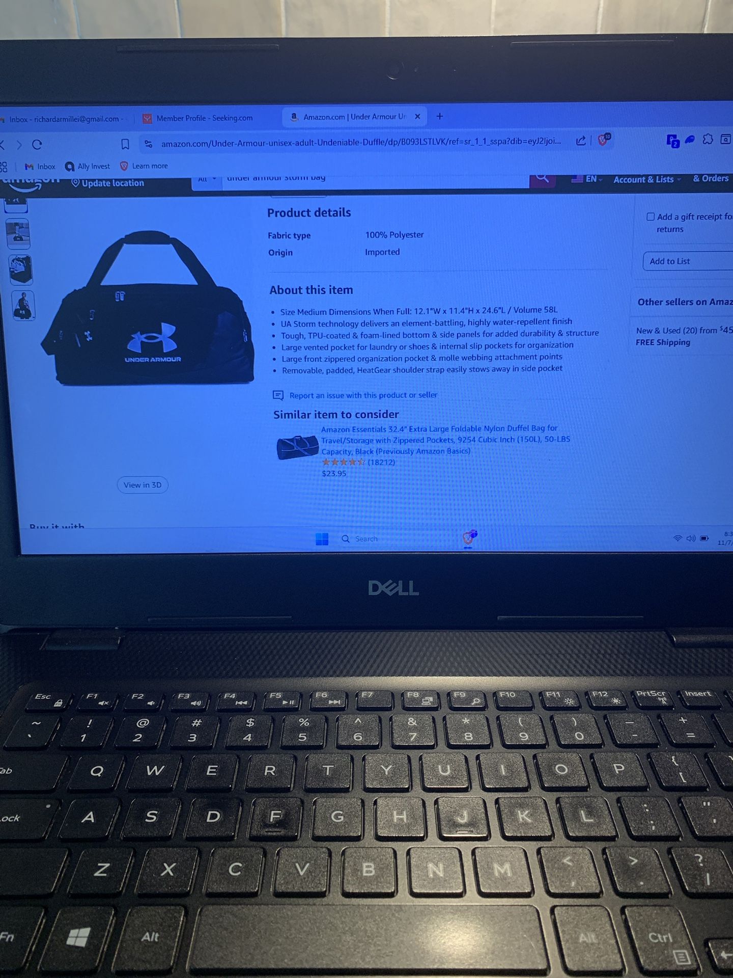 Black Under Armour Duffle Bag 