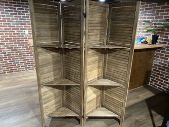 Wooden Room Divider with Shelves