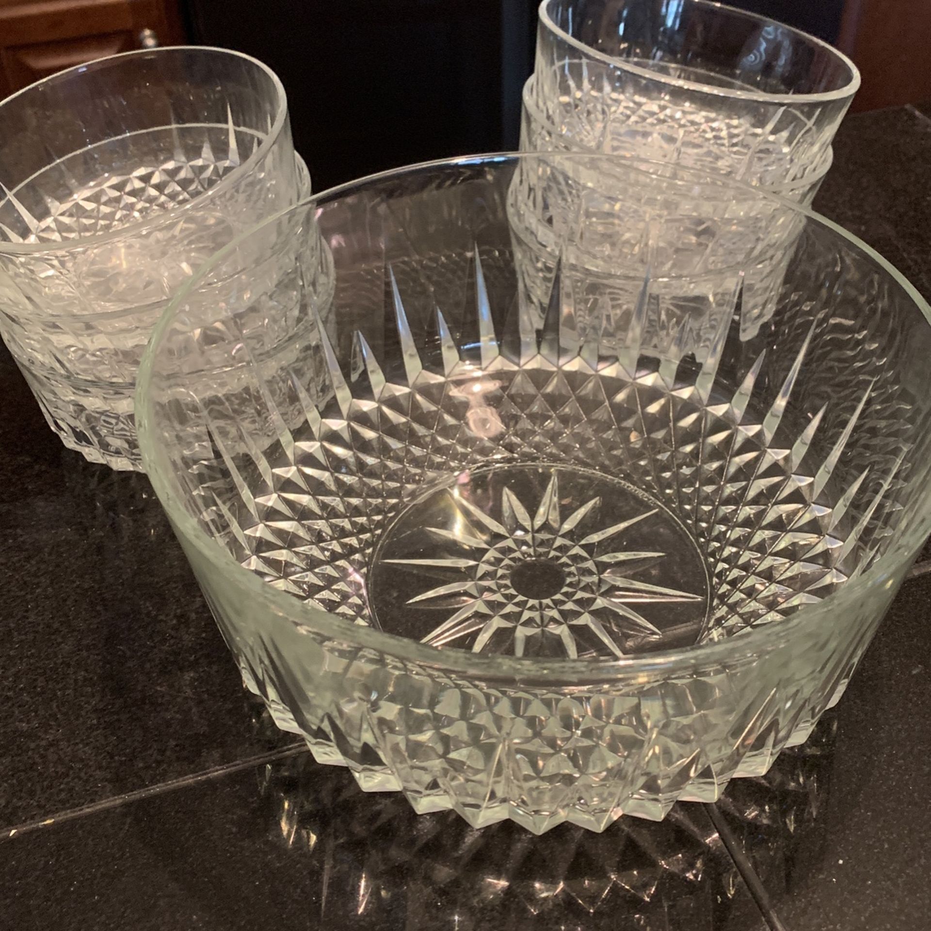 French Glass Large Bowl And Serving Bowls