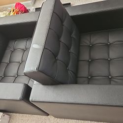 HERCULES Lacey Series Contemporary Black LeatherSoft Chair with Stainless Steel Frame