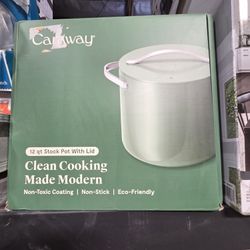 CARAWAY HOME
Cookware+ 12 qt. Sage Ceramic Nonstick Stock Pot with Lid
