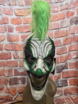 Carousel Clown Green Punk Latex Halloween Mask Oktober Studios New Adult Mohawk