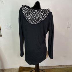 Black Geo-Print Poncho / Swim Cover (size Large) Beach Wear, 