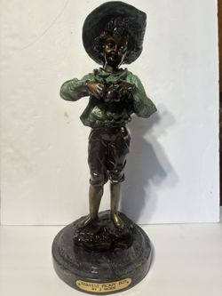 Vintage Bronze Harvest Picking Boy Statue 
