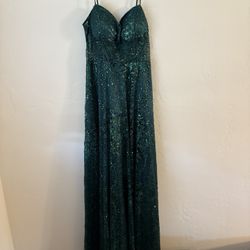 DARK GREEN PROM DRESS