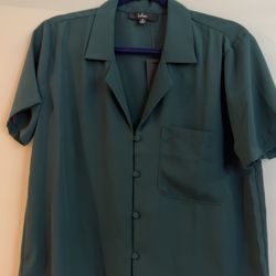 Lulus Dark Green Short Sleeve Button Up NWT