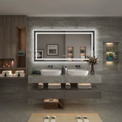 LED Mirror- 72 x 36 LED Touch Button Bathroom Vanity Mirror, Switchable Color LED with Defogger 72x36