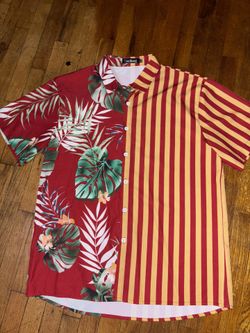 Men’s Stripe & Floral Button Up Shirt