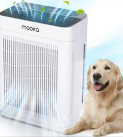 MOOKA Air Purifiers for Home Large Room Covers Up to 3000 Sq.ft, Double-Sided Air Cleaner for Pets Owners with Washable Pre-Filter Layers And Fragranc