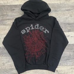 Black and Red Rhinestone Hoodie, True to Size. Size Medium