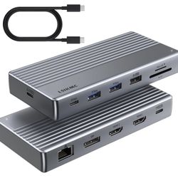 4K Monitor Docking Station USB C, 11-in-1 Triple Monitor Docking Station 4K@60Hz with 2HDMI & 1DP, Laptop docking station with 100W PD, 3 USB-A, Ether