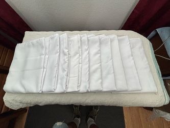 10- 10ftx5ft and 1-8ftx5ft white cloth tablecloth