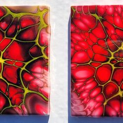 Handmade Fluid Art Tile Coasters Set of 2
