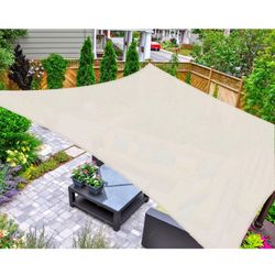 AsterOutdoor Sun Shade Sail Rectangle 8' x 12' UV Block Canopy for Patio Backyard Lawn Garden Outdoor Activities, Cream