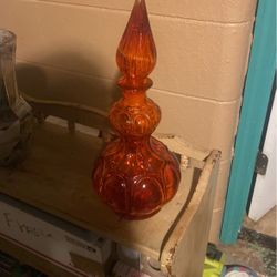Orange Glass Bottle With Bottle top 
