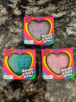 Set 3x NeeDoh Good Vibes Only Heart Squeeze Toy Nee Doh Fidget