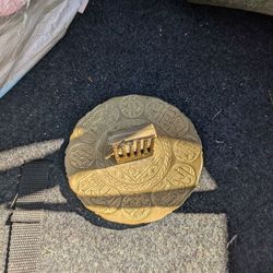 VINTAGE 4.5" SOLID BRASS DISH WITH ARABIC WRITING