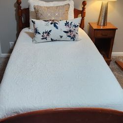 Two Solid Wood Twin Beds - Will Separate - $50 Each