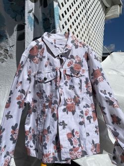 Fashion Nova Floral Print Denim Jacket