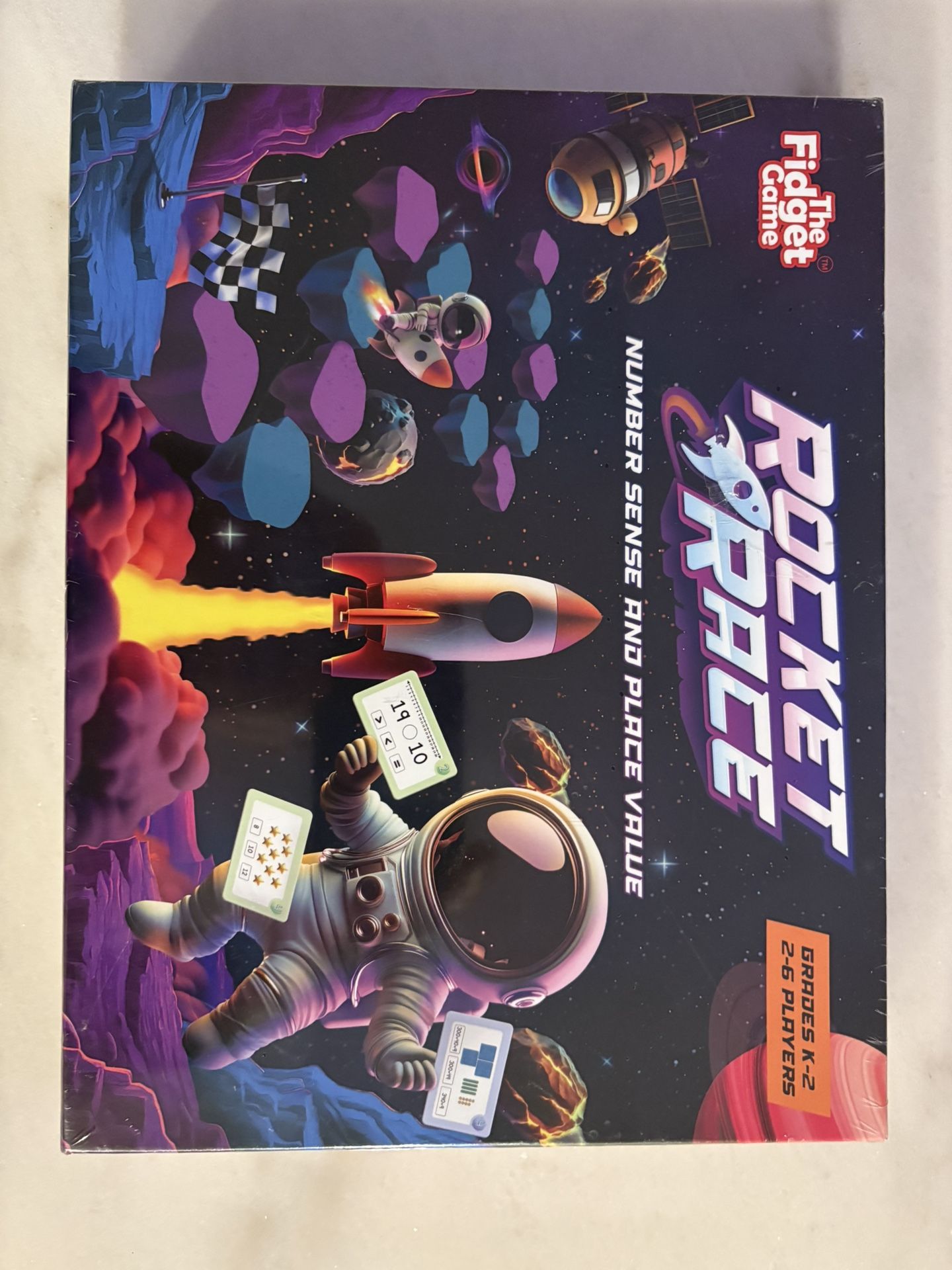 The Fidget Game Rocket Race - Math Board Game for Kids Ages 5-8 | Build Foundational Skills in Number Sense, Comparing, and Place Value | Classroom Mu
