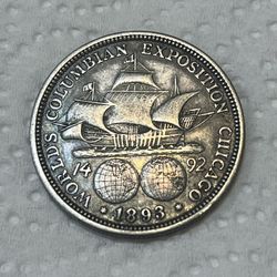 1893 Colombian Silver Half Dollar 