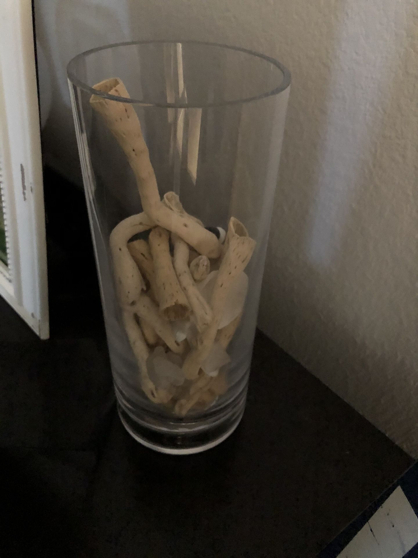 Pottery Barn Decorative Vase with Beach Wood Pair (2)