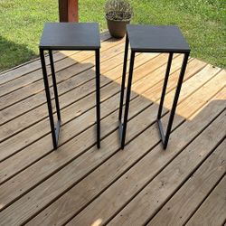 2 Tall End Tables / Plant Stands. Dark Brown In Color. 
