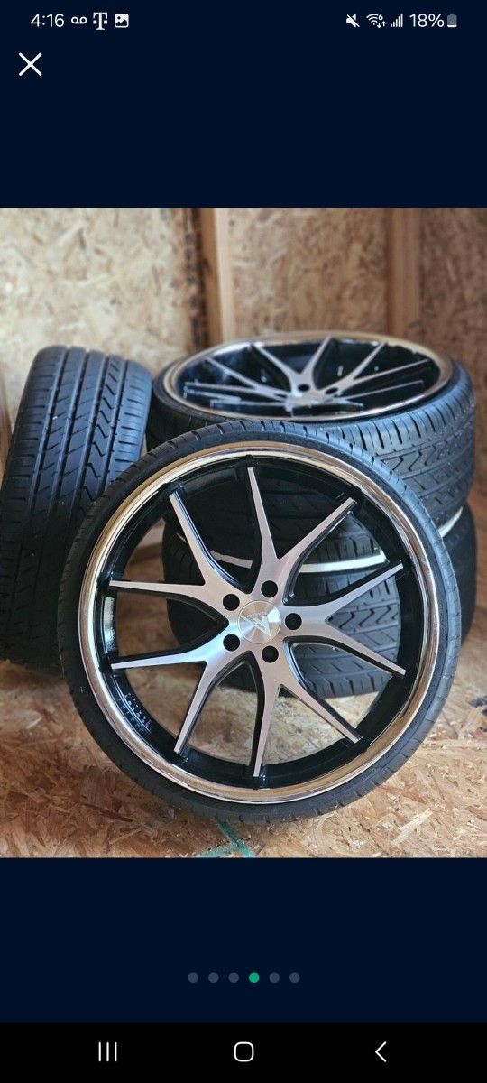 Set Of 4 Tires And 3 Wheels Rims 22 Inch 5x114.3 bolt pattern