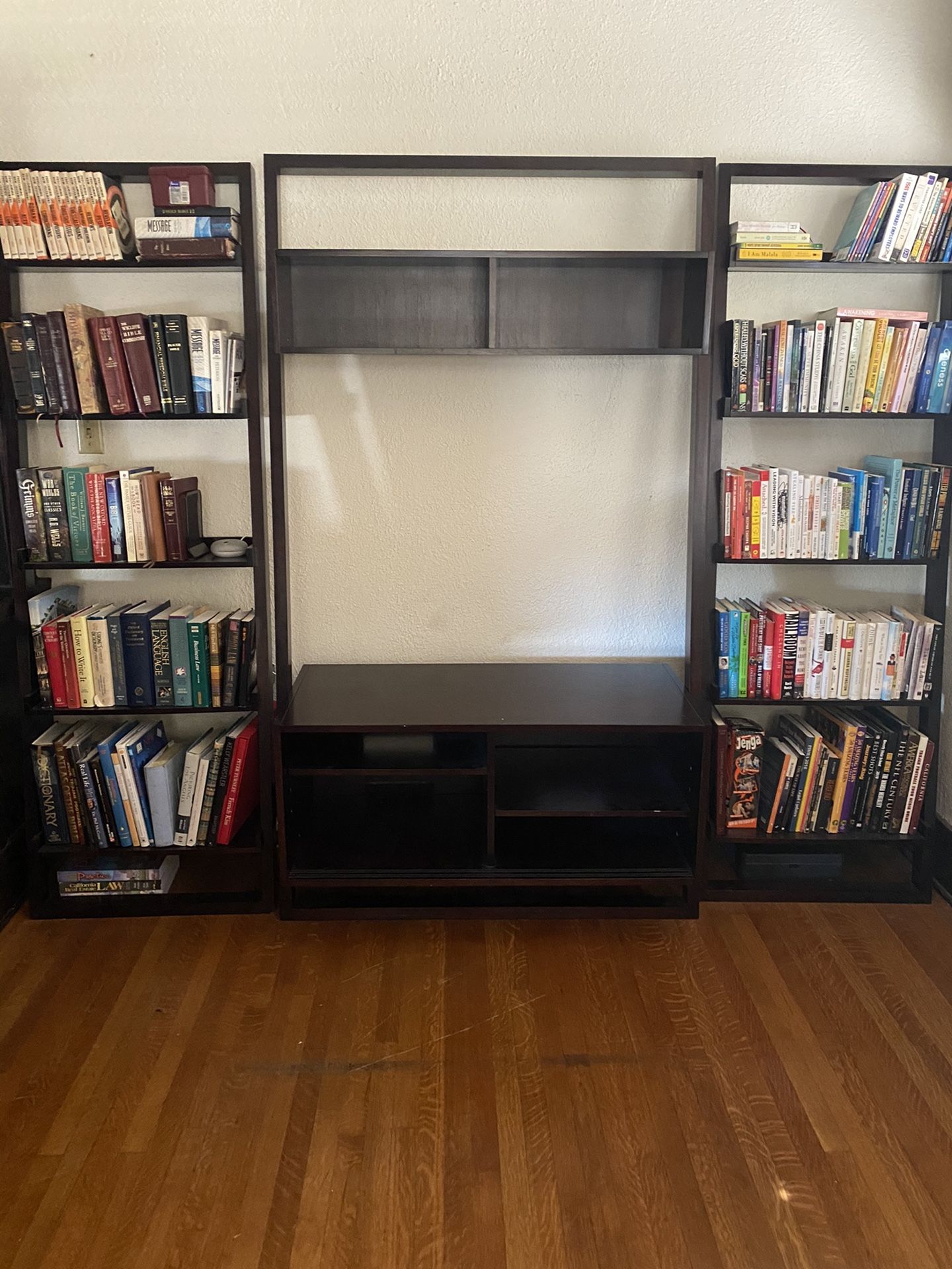 Crate and Barrel leaning bookshelf with media cabinet!,All Products : American Fashion Style Bags On Sale