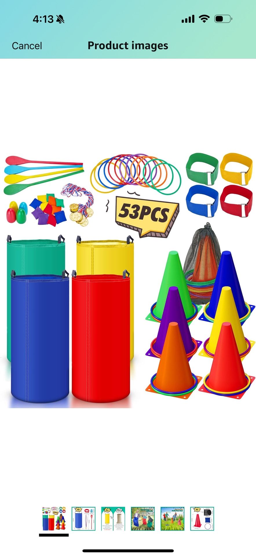 53PCS Outdoor Lawn Carnival Games Bean Bags Ring Toss Set Potato Sack Race Bags Egg and Spoon Race